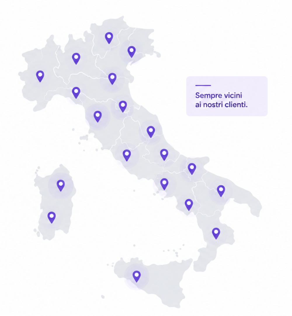Mappa dell'Italia con i punti di presenza Ros&Ros